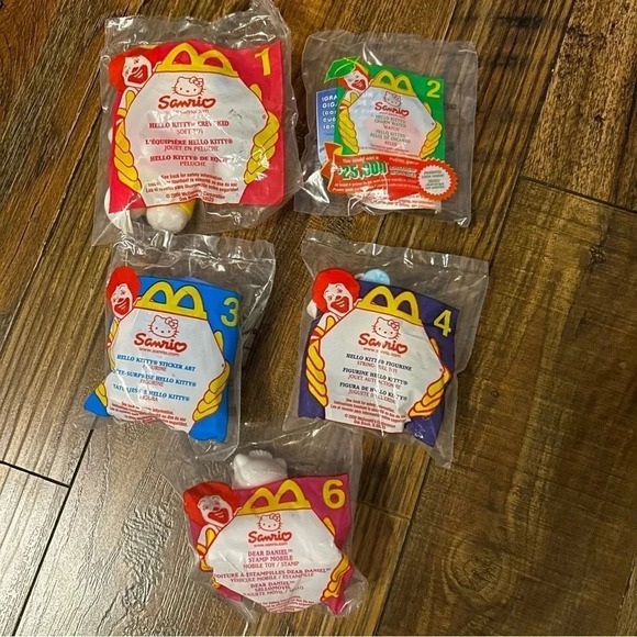 NWT Vintage 2000 McDonald’s Sanrio Hello Kitty Toy Lot of 5 Happy Meal 1,2,3,4,6 - Picture 1 of 5